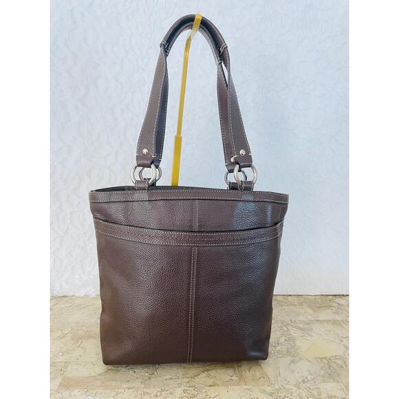 Vintage Coach brown Hamilton pebble leather shoulder bag tote Serial F14689 - Picture 2 of 9